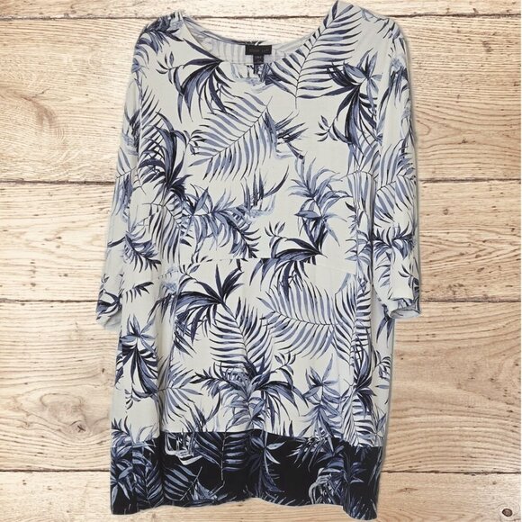 J. Jill Wearever Tropical Frond Print Tunic Top Rayon Blend 2X Packable - Picture 10 of 13